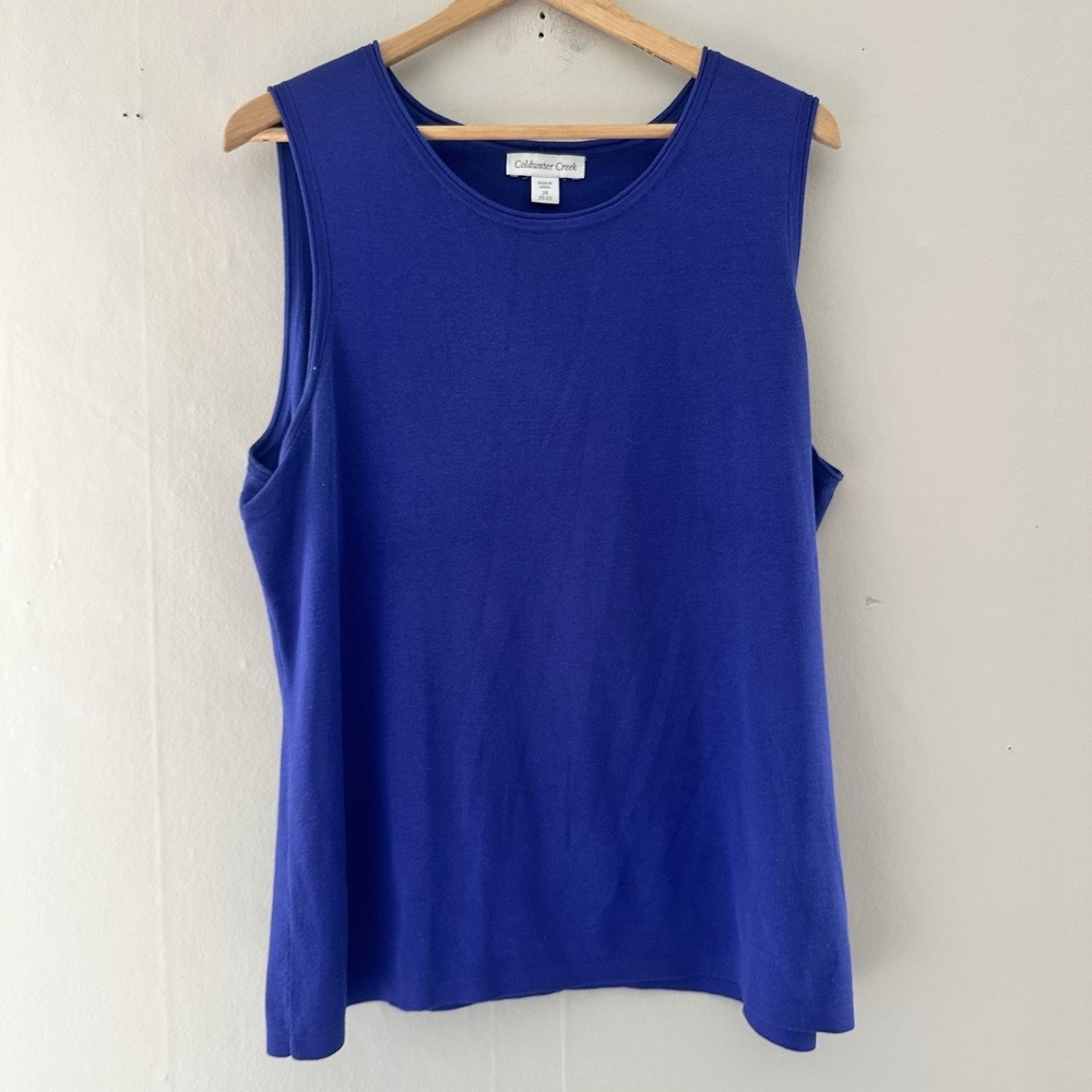 Coldwater Creek Womens Silk Cotton Sleeveless Top Size 2X Purple Summer Knit